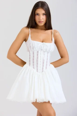 Vestido de corsés de algodón blanco «Rosaria»