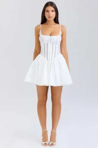 Vestido de corsés de algodón blanco «Rosaria»