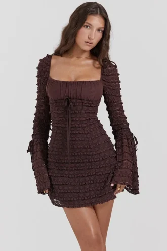 Vestido de encaje Marisa Espresso