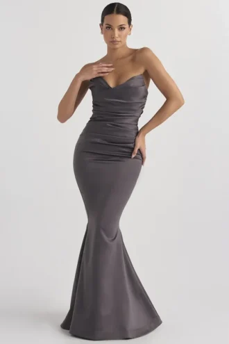 Vestido de Fiesta sin tirantes de satén Fleur Shadow