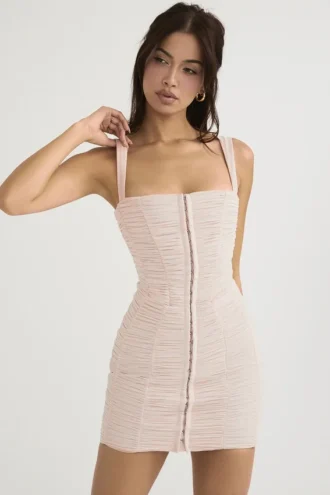 Vestido de malla fruncida Cate Crystal