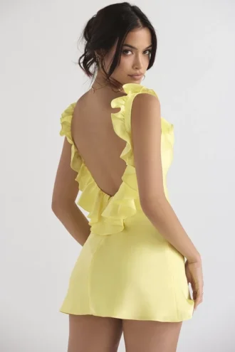 Vestido de satén con volantes Tink Buttercup