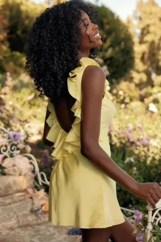 Vestido de satén con volantes Tink Buttercup
