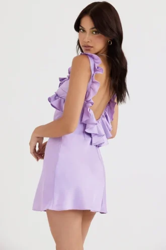 Vestido de satén con volantes Tink Orchid