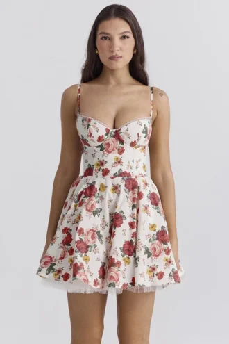Vestido de tul con estampado de rosas italianas de Minimoiselle