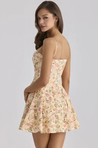 Vestido de Verano acampanado de algodón con estampado de rosas de Dolly Warm
