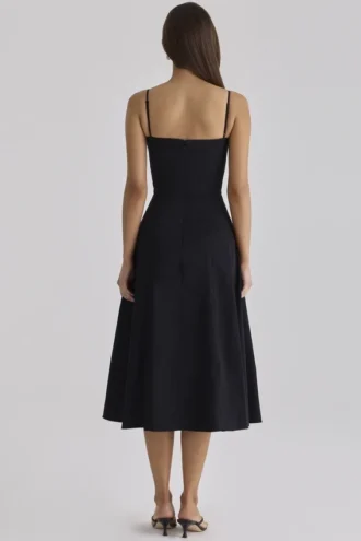 Vestido de Verano acampanado de algodón negro «Dolly»