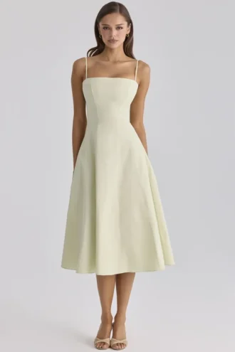 Vestido de Verano acampanado de algodón verde matcha «Dolly»