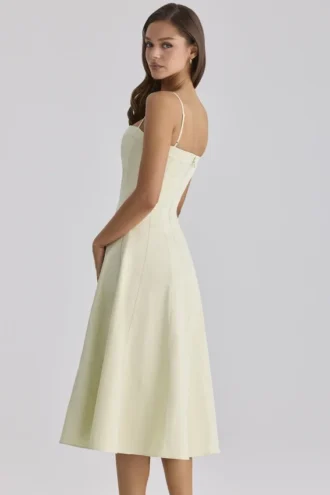 Vestido de Verano acampanado de algodón verde matcha «Dolly»