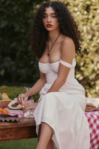 Vestido de Verano blanco con bordado inglés «Elia»