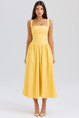 Vestido de Verano de algodón color albaricoque «Vivien»