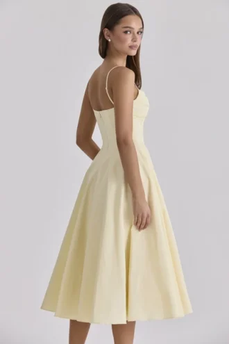 Vestido de Verano de algodón con corte princesa Dahlia Lemon
