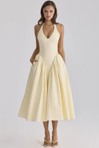 Vestido de Verano de algodón con cuello halter Marilyn Lemon