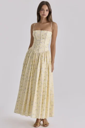 Vestido de Verano de algodón con estampado floral de limones de Ysabella