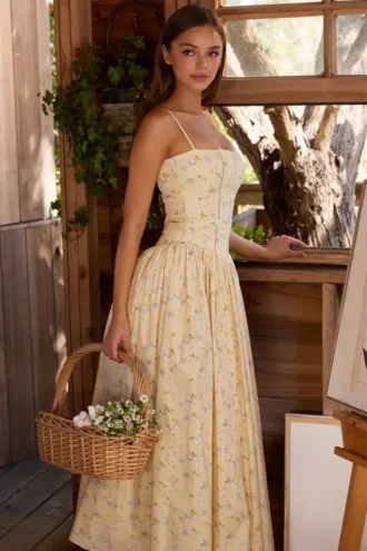 Vestido de Verano de algodón con estampado floral de limones de Ysabella
