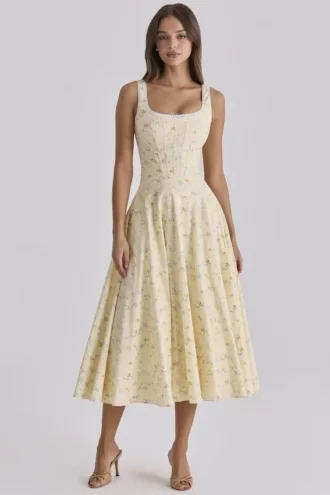 Vestido de Verano de algodón con estampado floral y cordones «Jaime»