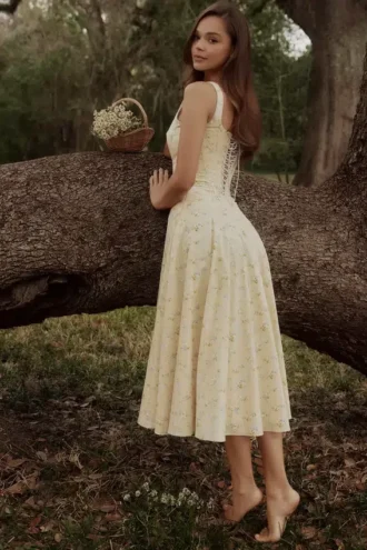 Vestido de Verano de algodón con estampado floral y cordones «Jaime»