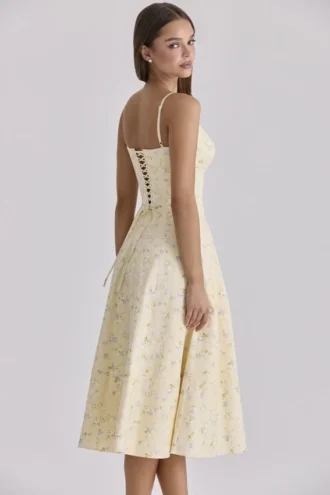 Vestido de Verano de algodón con tirantes y estampado floral Millie Lemon