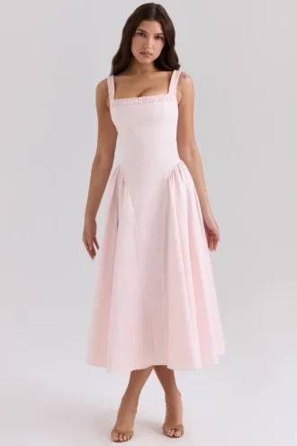 Vestido de Verano de algodón elástico rosa Dorothy