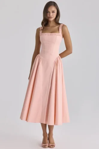 Vestido de Verano de algodón melocotón «Dorothy»