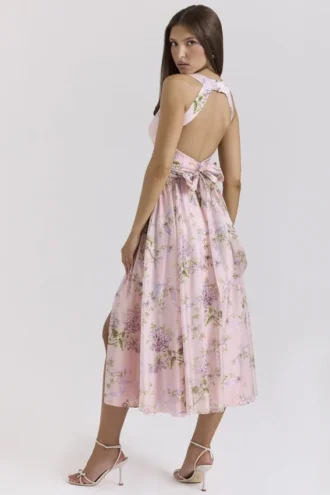 Vestido de Verano de gasa vaporosa rosa Minerva