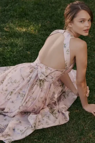 Vestido de Verano de gasa vaporosa rosa Minerva