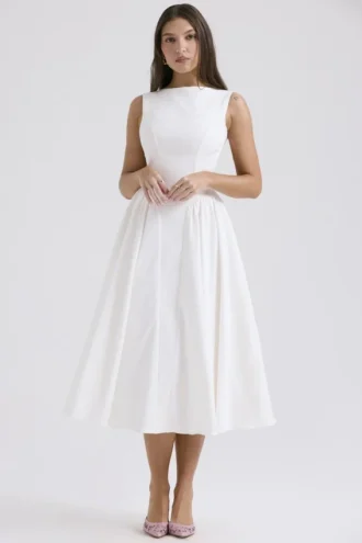 Vestido de Verano de sarga blanco Cindy