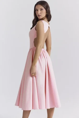 Vestido de Verano de sarga rosa «Cindy»