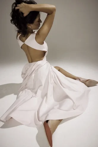 Vestido de Verano de sarga rosa «Cindy»