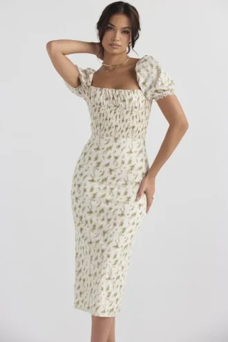 Vestido de Verano fruncido con estampado floral «Bellucci»