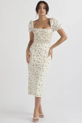 Vestido de Verano fruncido con estampado floral «Bellucci»