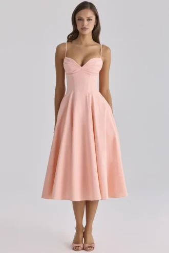 Vestido de Verano plisado de algodón Dahlia Peach