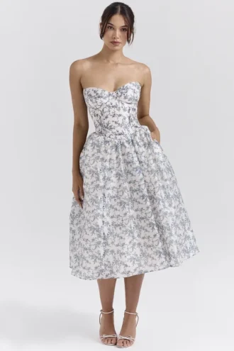 Vestido de Verano sin tirantes con estampado de porcelana inglesa de Bennett