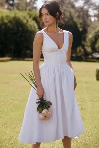 Vestido de Verano tipo corsé de algodón blanco Emmelina