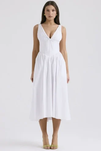 Vestido de Verano tipo corsé de algodón blanco Emmelina