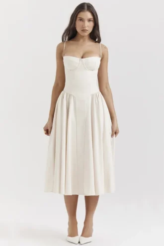 Vestido de Verano tipo corsé vintage Samaria en color crema