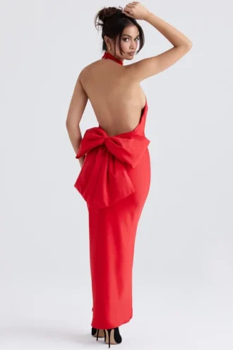 Vestido halter con lazos rojos Ilaria