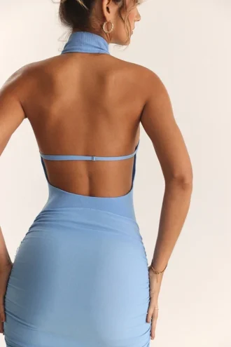 Vestido halter de punto azul claro de Anura