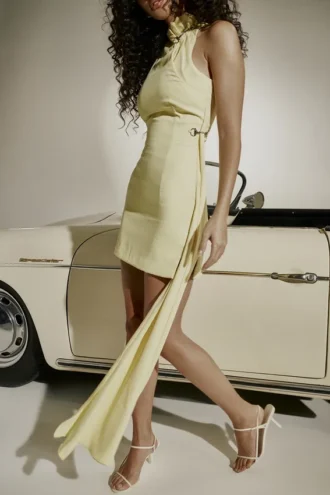 Vestido halter Marla en color limón