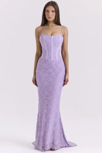 Vestido largo con corsé de encaje Antonina Orchid