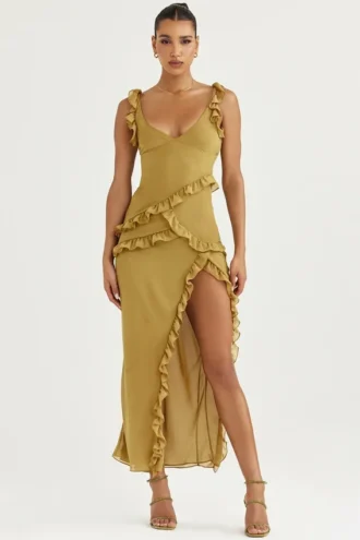 Vestido largo con volantes Pixie Olive