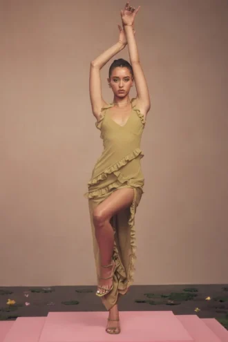 Vestido largo con volantes Pixie Olive