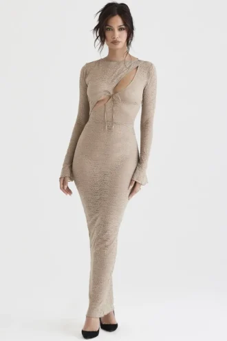 Vestido largo de encaje floral «Giovanna Stone»