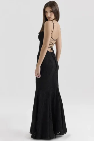 Vestido largo de encaje Joan Black