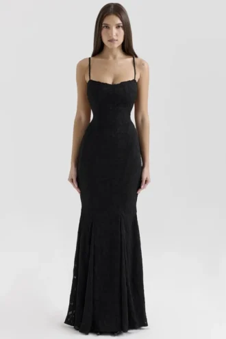 Vestido largo de encaje Joan Black