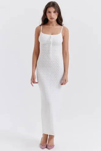 Vestido largo de punto blanco «Myla»