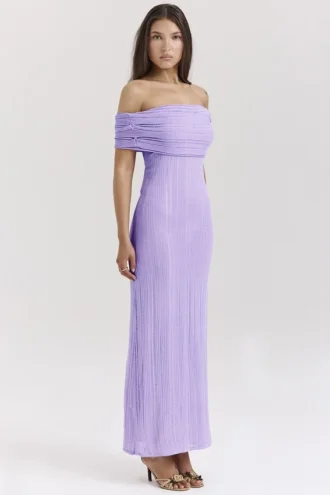 Vestido largo de punto escalonado Micah Orchid