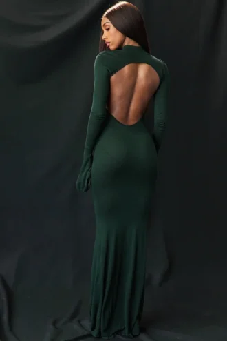 Vestido largo de punto verde bosque Sancha