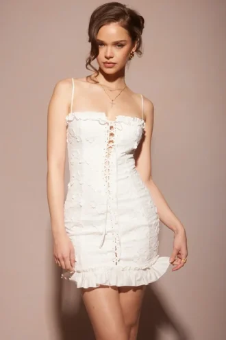 Vestido «Marlene» de algodón blanco con bordado inglés